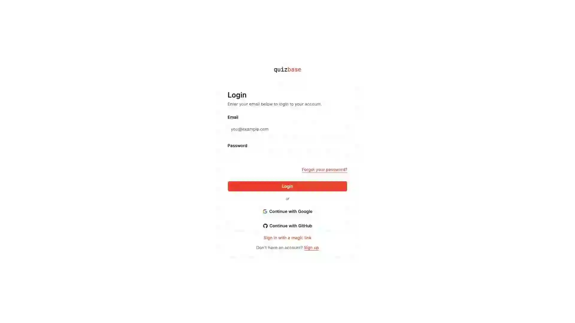 Creating a publishable API key in the QuizBase dashboard